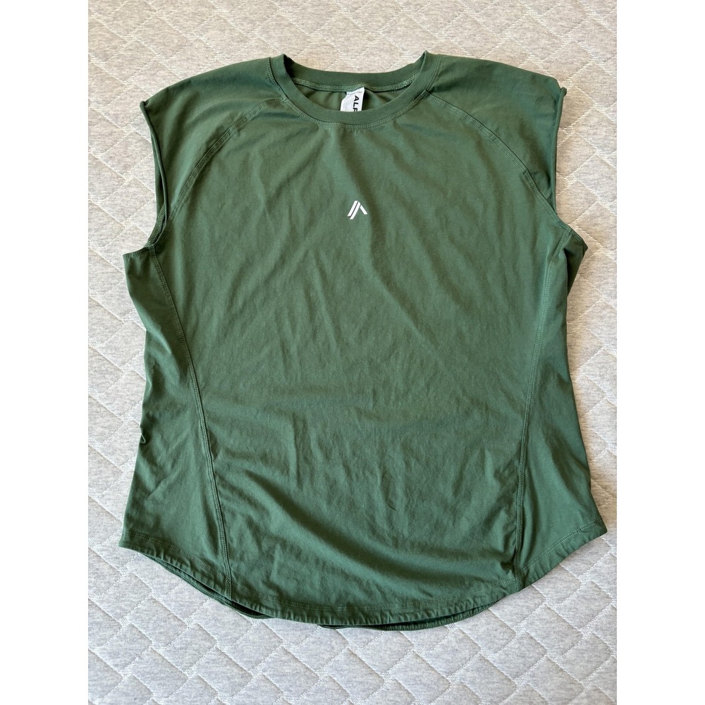Alphalete Shirt Womens 3XL Green Sleeveless‎ Athletic Muscle Gym Training Logo